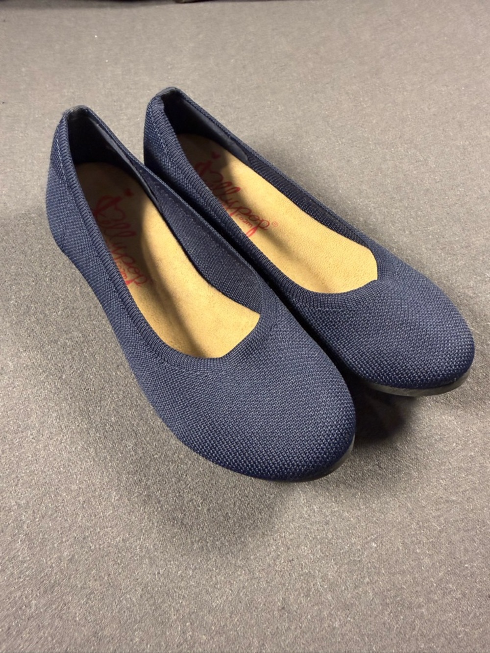 JellyPop Stretch Knitted Memory Foam Navy Flats - 6